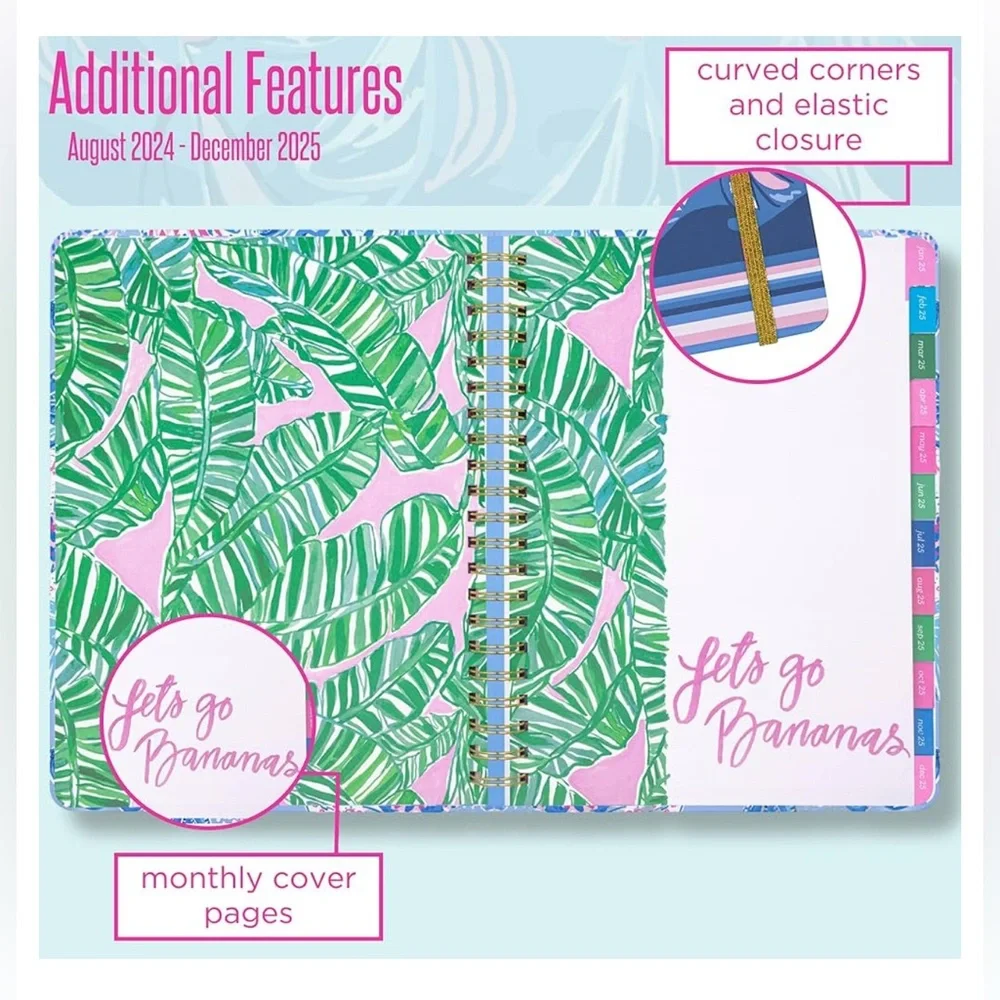 Lilly Pulitzer Daily Planner Dated August 2024 - December 2025, A Lil Nauti